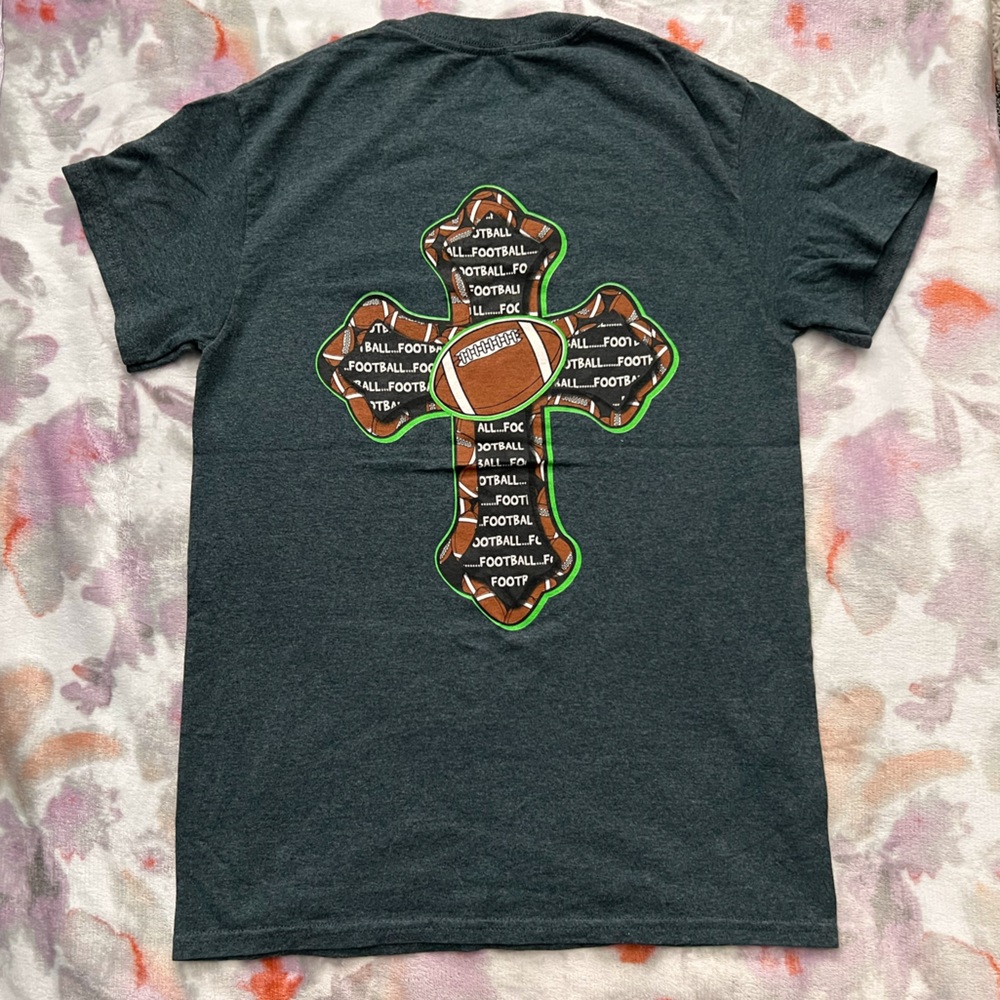 Football mom t-shirts (2) both size Small - Gildan brand - fits XSMALL/SMALL